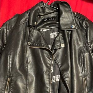 Guess women black leather jacket